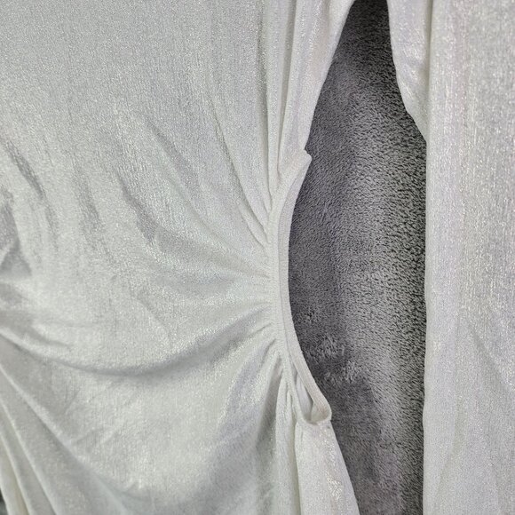 Women's White & Gold Pretty Little Thing Long Sleeve Ruched Bodycon Dress 10 - Picture 5 of 15